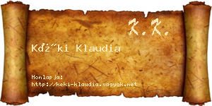 Kéki Klaudia névjegykártya